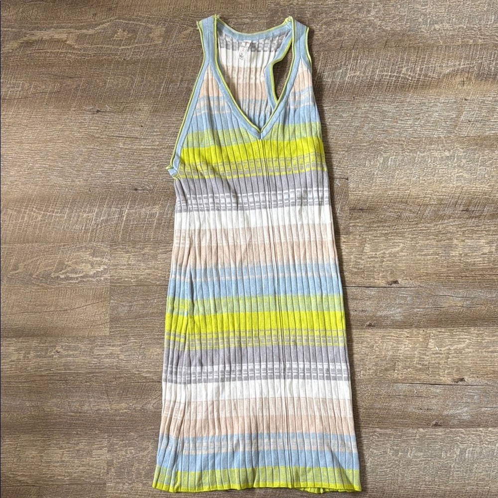 Anthropologie Daily Practice Ribbed Stretch Knit Racerback Stripe Dress Size S